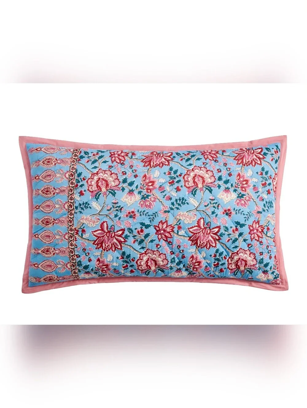 POTTERY BARN Shannon Reversible Kingsize Quilt w/ 2 Matching Shams In Pink/Blue
